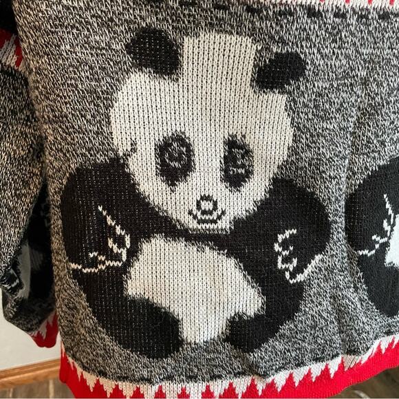 Bears Crossing Vintage Sweater Medium Panda Bears 80s 90s Novelty Crewneck USA - Picture 5 of 8